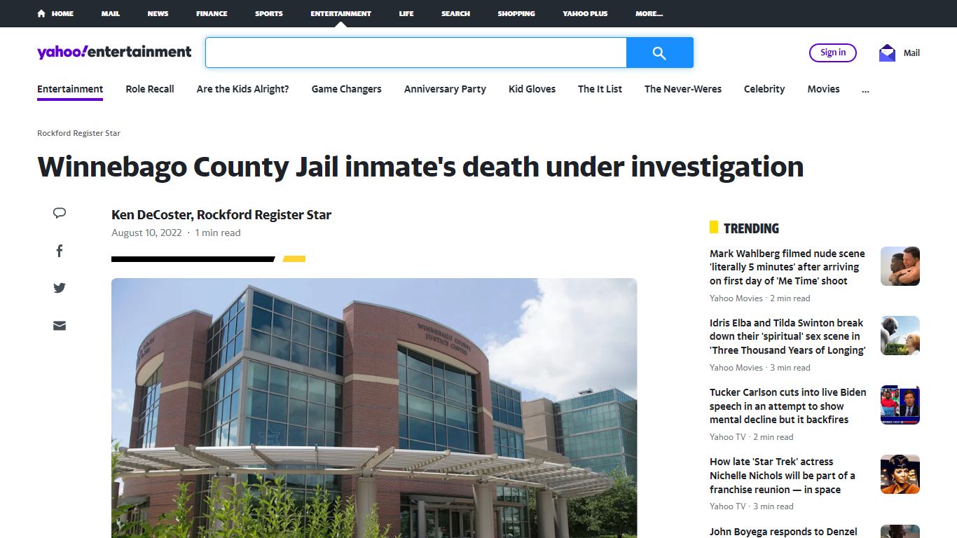 Winnebago County Jail inmate's death under investigation